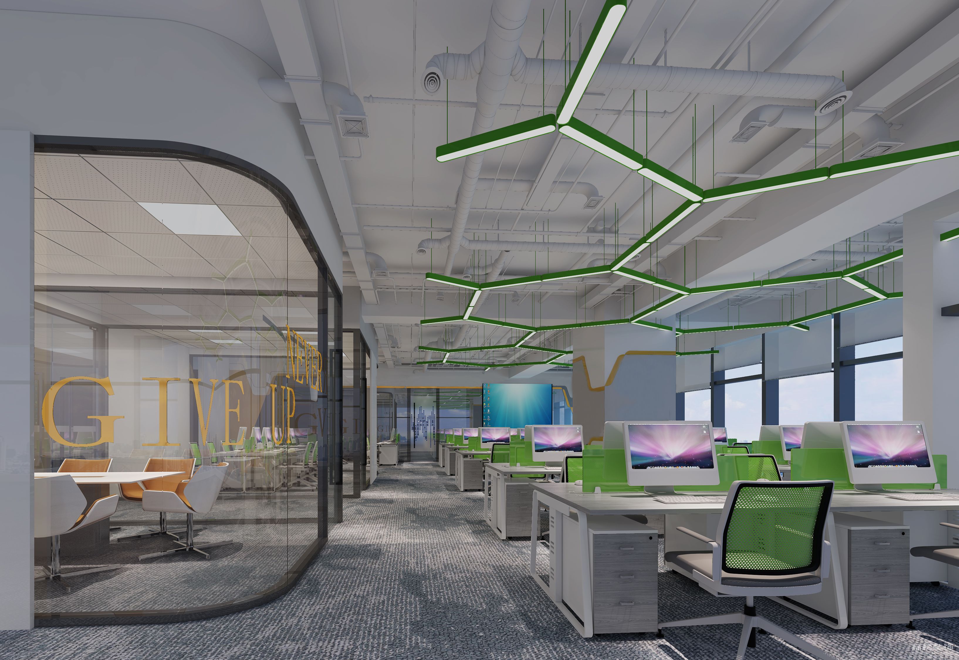 中小型办公室怎么样合理利用点，线，面等来做突出体现呢